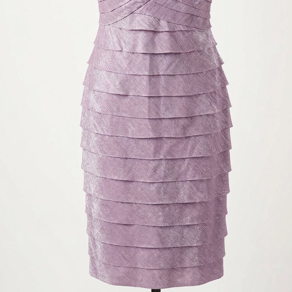 London Times Tiered Purple Sequin Cocktail Dress 14 - Picture 5 of 5